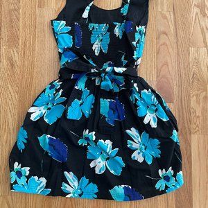 Aeropostale Girls Cotton Strap Floral Tie Back Dress Blue/Black Size Small
